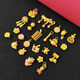 Pupan Lao Phoenix 999 gold color little rabbit transfer beads gold beads pendant sand gold bracelet diy accessories hand string with beads Pixiu beads Lao Fengxiang quality