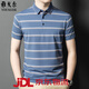 
Yageol mulberry silk short-sleeved T-shirt for men 2025 summer new striped lapel middle-aged daddy outfit polo shirt for men 826 green M 165