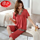 
Langsha high-end pajamas for women in summer combed cotton short-sleeved cropped pants two-piece summer thin middle-aged mother home clothes R6623 dark powder high-end pure cotton cropped pants M standard code M80Jin [Jin equals 0.5 kg] 100Jin [Jin equals 0.5 kg]
