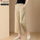 Pantalones de traje recto europeo de nine puntos de carpintio de madera de nine puntos