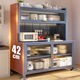 Kitchen storage rack thickened dining edge dustproof storage floor-standing multi-layer microwave oven multi-function storage cupboard cabinet hook chopstick cage 6 layers ivory white - length 240* width 42* height 15839