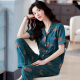 浪莎（LangSha）2025年新款睡衣女士夏季短袖长裤妈妈大码家居服夏天薄款可外穿 Q9928 M [建议80-105斤]