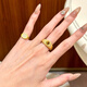 Yulongjing gold brushed tiger eye stone ring for women, new 999 solid gold dot diamond inlaid ring, closed ring for girlfriend, 12 circle size, gold about 2.1g-2.2g