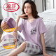LangSha pure cotton summer short-sleeved 7-point pants breastfeeding pajamas for women, pregnant, postpartum and postpartum breastfeeding thin large-size confinement suit DNN3524 3XL [160-180Jin [Jin equals 0.5 kg]]