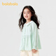 Balabala children's clothing girls long-sleeved shirt 2024 new autumn fresh plaid top white green tone 00414 120