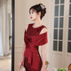 Linyan 2025 neuer Punkt Red Evening Kleid für Frauen Neue Design Paillette Schwerindustrie Fischschwanztemperament Bankett Wein rot l