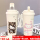 Supor (SUPOR) Katie Cat Cute Coffee Cup Student Thermal Cup Large Capacity 316 Ceramic Stainless Steel Water Cup New Women's Stainless Steel Liner - FA691 Line Puppy + Lanyard