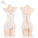 Chanhuo transparentes Netz flirtend romantischer Spitzenschritt exponierten Hüften Onesie sexy Unterwäsche 9227 Weiß [Spitzenmustern] Einer Größe [80-120jin [Jin entspricht 0,5 kg]]