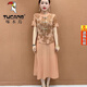 Woodpecker Maman officielle I maman Été Nouvelle robe de style chinois Nouveau style de 50 ans, femme d'âge moyen, couvrant sa chair pour la faire paraître mincer
