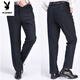 Playboy (Playboy) Primavera y otoño y invierno Pantalones casuales de mediana edad de mediana edad Pantalones masculinos de mediana edad y ancianos de pie de piel alta, de pie recto, pantalones de padre de pieza recta agregando vellón 16855 engrosado 28 (circunferencia de la cintura de 2.16 pies) 80-89Jin [Jin equivale a 0.5 kg]