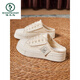 Luz de carpintero Luz de lujo Versátiles Versátiles de lienzo semi-Torchado para mujeres 2025 Nuevo ropa de primavera y verano y use zapatos blancos perezosos para un pie beige 35