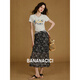 banana cici 2025 summer new American retro old casual versatile printed round neck short-sleeved T-shirt C252TX684 gray L