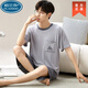 
Palando Modal men's pajamas summer short-sleeved shorts plus a large size loose thin summer home clothing set 6624 3XL 160-180Jin [Jin equals 0.5 kg]