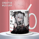 Q Versión de Jietawei Dawn Cute Mug vs. Double Pamish Pamish Coffee Cup 2D Game Cup [Cup Single White] TJ3892 Exquisito [Taza] + cuchara + Tapa de la Copa +