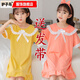 
Hu Zibi Children's Night Dress Short Sleeve Cartoon Solid Color Cotton Summer Medium-Grand Girl Home Clothing for Children aged 2-14 H Short Turn Light Pink Hairband 125 16-Size Height-13565Jin [Jin equals 0.5 kg]