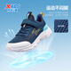 XTEP (XTEP) children's shoes for boys' mid-large children's net leather non-slip Velcro running shoes Night Blue/Qingshan Blue 37
