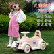 儿童电动车遥控汽车四驱可坐人四轮车小孩老爷车婴儿宝宝玩具童车 粉+大电瓶双驱遥控音乐灯光+转向