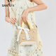 Sanfu shoulder bag summer sweet lace strap woven shell handbag vegetable basket bucket women's bag 503686 yellow small