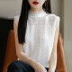 HERAGAIA精纺羊毛衫背心女2025夏季新款木耳边半高领吊带蕾丝镂空花打底衫 奶白色 JXWY5009-16 M