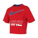 Nike (NIKE) short-sleeved women's clothing 2025 summer new fitness training sportswear half-sleeved round neck breathable casual short T-shirt pure cotton HF6291-687 fitness red XL