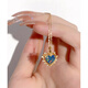 MHFDO Opal Love Pendant Necklace Women's Fashion Retro Design 18K Gold Diamond Clavicle Chain Niche