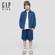 Gap, same style for both big and small children, spring style embroidered logo cotton denim shirt for boys and girls 805308, dark wash, 110 cm (4-5 years old) Asian size