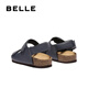 Belle confortable Sandales décontractées pour hommes 2025 Été Nouveau Velcro Birkenstock Chaussures de plage B3733BL5 Dark Blue 42 (260 mm)