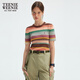 
Teenie Weenie Bear Women's Sweater 2025 Summer New Dopamine Vibrant Striped Round Neck Short Sleeve