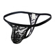 Lace underwear men's thong sexy single thong transparent hollow mesh T underwear thin edge breathable briefs white XL