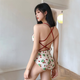 2025年新款连体三角可爱草莓印花露背竞速女泳装游泳温泉度假必备 米色印花【泳衣+泳镜】 XL 【建议100-120斤】