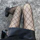 1 pair of black stockings for women, long stockings, checkered sexy black fishnet stockings, crotchless, small diamond check, 1 piece