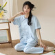 2025 Neue Baumwollpyjamas für Frauen Sommer kurzärmelig chinesischer Stil süße Sommer-Kumpel-Hose Cartoon Casual Home Clothing 9905 m [80-100jin [Jin ist gleich 0,5 kg]]