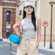 Neue multifunktionale Sport- und Freizeitbeutel wasserdichte Crossbody-Bag Kessel-Tasche im Freien modische Bergstasche Lake Blau + Schwarz-Weiß-Doppelring + Rose Red Hand Seil gleich groß