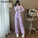 Magiopy International Luxury High-End-Marke European Street Braten Sie Casual Sports-Anzug für Frauen im Herbst. Neue modische lila dünne Jacke lila XXL (131-150jin [Jin gleich 0,5 kg]))