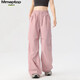 MMOPTOP American ice silk thin quick-drying work pants for summer women's slimming wide-leg casual pants MNK01 lotus pink S
