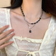 Miaoyijia Necklace Women's 2025 New Light Luxury Niche High-End Black Clavicle Chain Double-Stacked Sweet Cool Necklace Pendant Accessories Double-Stacked Black Necklace