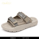 rowilcs brand light luxury sandals men's 2025 summer new light and fashionable slippers men's non-slip versatile casual beach shoes lightweight breathable soft sole BG201B khaki 38 standard leather shoe size