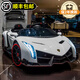 Xiaoyingxing (xiaoyingxing) Lamborghini two-seater children's electric car four-wheel remote control car four-wheel drive can sit on the baby swing toy top with four-wheel drive white + MP4 display + soft wheel leather seat remote control + 14A battery Genuinely authorized Lamborghini