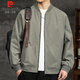 Pierre Cardin Jacket Men's Spring and Autumn Premium Top Baseball Collar Work Jacket Men's Trendy Clothes Gray Green XL