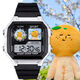 Yukio Peripheral Mascot Watch Electronic Small Square Imperping Luminous Luminal Fonction de divertissement Célier d'alarme [Élégant noir argenté] D15869 Electronic Watch [Mouvement importé + Super Long Standby] Boîte-cadeau