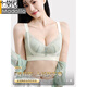 莫代尔无磁无钢圈提拉内衣女大胸显小聚拢防下垂收副乳调整型蕾丝文胸罩 樱花粉 80C 36D