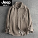 JEEP SPIRIT small amount of custom-woven pure cotton corduroy washed long-sleeved shirt men's American khaki trendy single pocket shirt jacket green 18 M 100-130Jin Jin equals 0.5 kg
