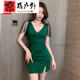 喆炜夜场工作服女夜总会连衣裙女深V礼服足疗足浴技师工作服性感包臀 3882黑色 S  建议80-95斤