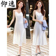 
Yangyi black acetic acid suspender dress in summer high-end small satin mid-length temperament slimming inner skirt 9711 black suit + green dress S