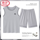 
LangSha middle-aged men's pure cotton pajamas summer thin vest sleeveless shorts daddy summer home clothing cotton plus size OMM-13657 2XL