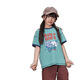 TTPMER children's short-sleeved T-shirt 2025 summer and autumn boy cool girl loose versatile top T-shirt trendy beige 1048 [cotton style] 110 (recommended 32-44Jin [Jin equals 0.5 kg])