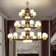 Sanxiong Aurora Nuevo edificio dúplex de estilo chino Sala de estar Bailera grande de madera sólida Villa atmosférica Escaleros de villa atmosférica Light Hollow Hall 9926 Cabezas