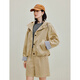 
INMAN outdoor wear hooded striped flower bud jacket 2025 autumn women's new casual slack top Deep khaki M