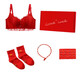 Uggly Zodiac Year Ehe rot Unterwäsche Frauen gestickt mit Stahl ringfreie Anti-Sagen-Brüste sammeln obere Unterstützung BH Set 6624 [Geschenkbox] 85b