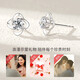 Lao Fengxiang four-leaf clover platinum earrings for women simple fashion earrings wedding anniversary gift for girlfriend and wife birthday platinum eternal four-leaf clover earrings